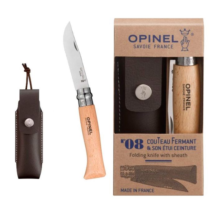 Cuchillo No.8 Acero Inoxidable + Funda - Opinel de Opinel en Bikepacking, Senderismo Y Campismo, Salud y Protección, Equipo Para Bikepacking, Equipo Para Senderismo Y Campismo, Complementos, Herramientas y Primeros Auxilios, Supervivencia y Primeros Auxilios, Herramientas y Orientación solo en Principal