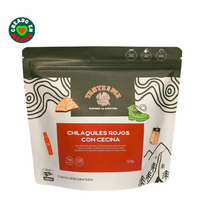 Alimento Deshidratado Chilaquiles Rojos con Cecina 120 gr - TenteEnPie de Tenteenpie en Senderismo Y Campismo, Equipo Para Senderismo Y Campismo, Supervivencia y Primeros Auxilios solo en Principal