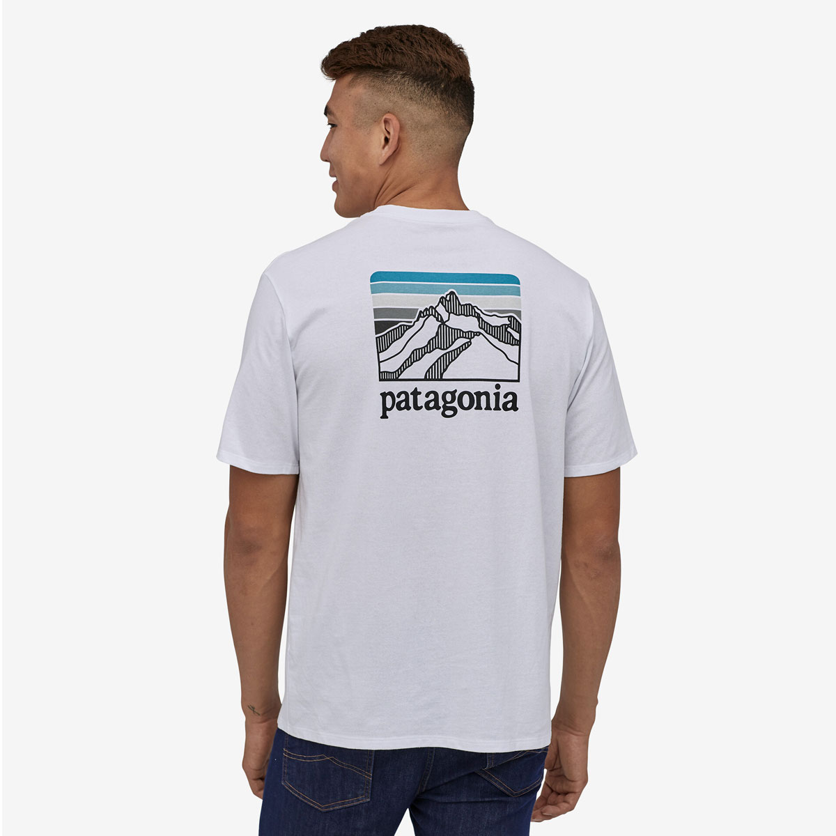 Playera Line Logo Ridge Stripe Organic Patagonia Senderismo Y Campismo Ropa De Senderismo 3021